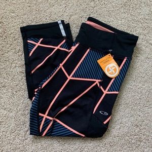 Black, Blue, and Orange Champion Cropped Leggings